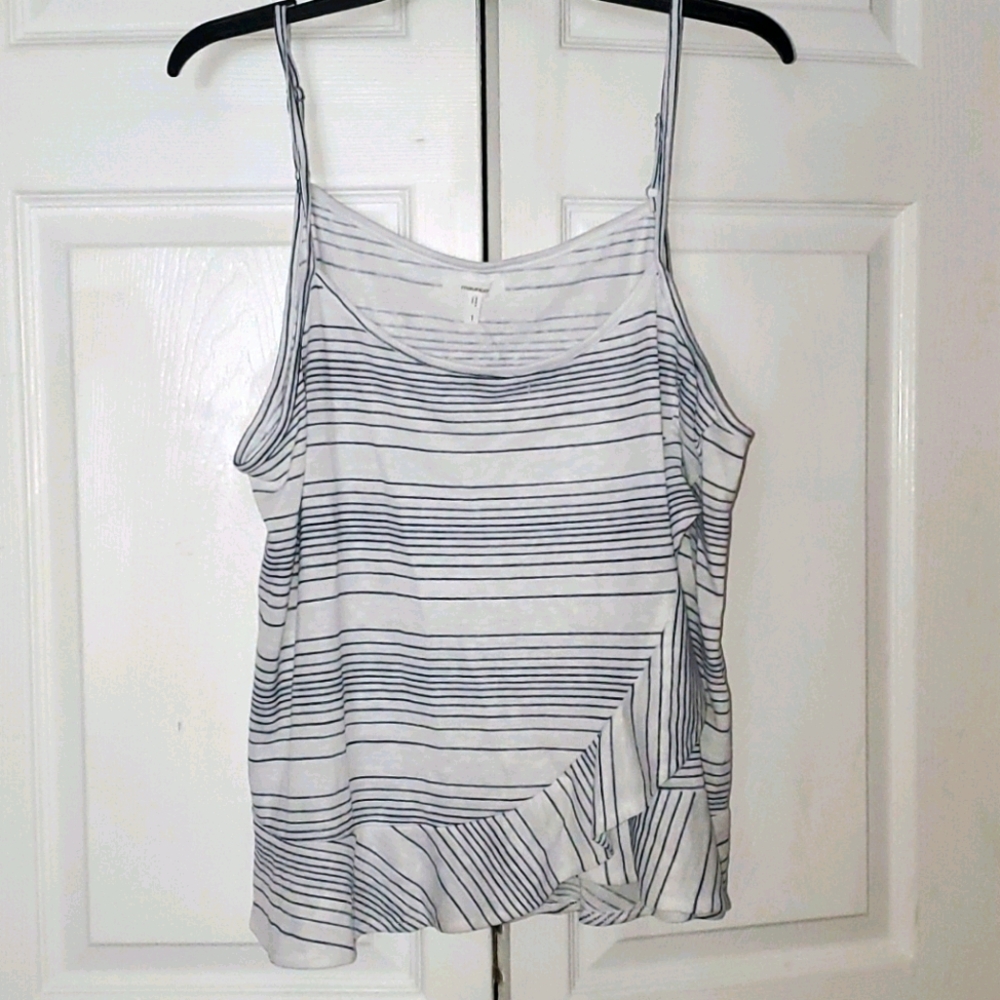 NWT Maurices White Stripe Ruffle Tank, Size 1X - Picture 3 of 7